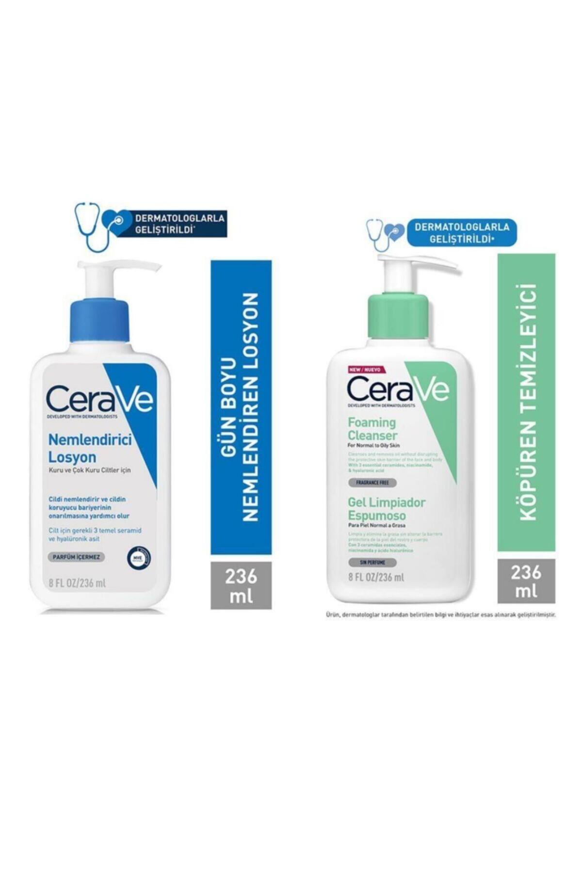 CeraVe Köpüren Temizleyici 236 Ml + Temlendirici Losyon 236 Ml