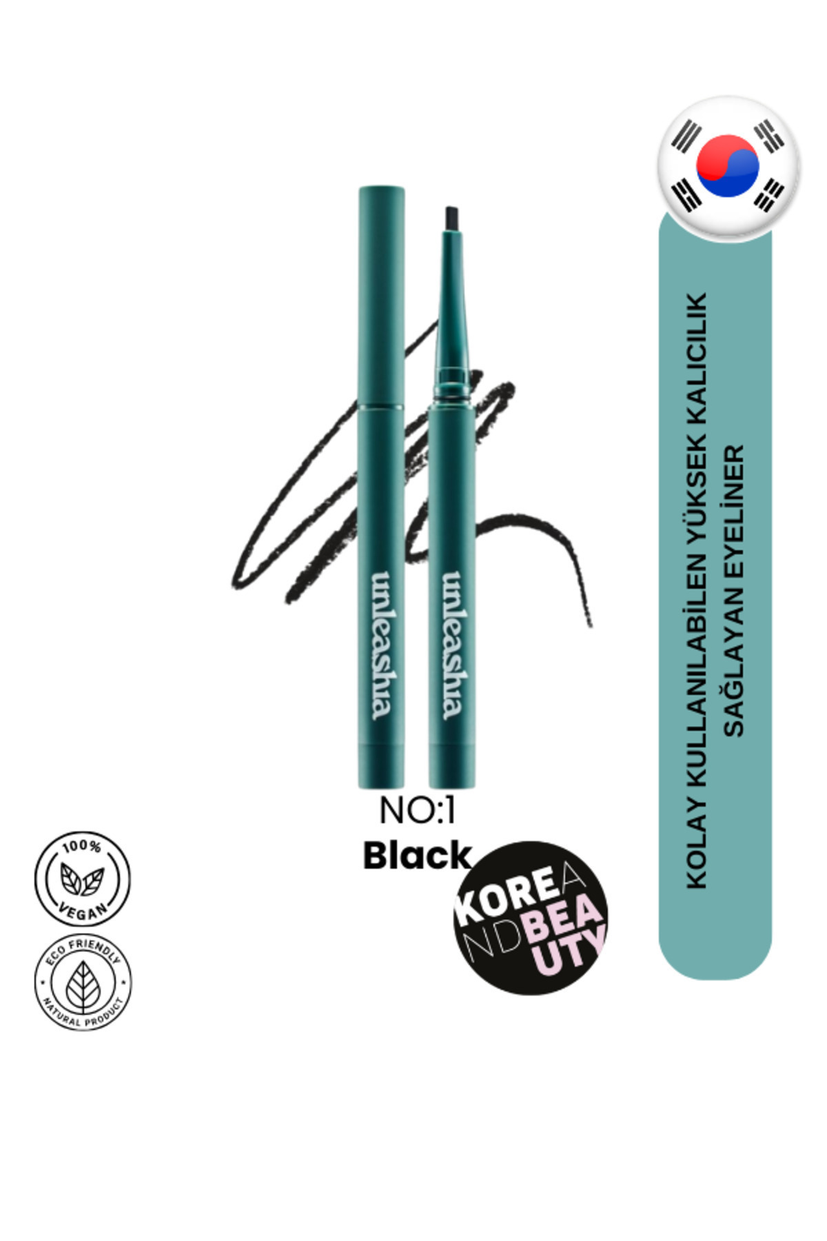 UNLEASHIA Easy Glide Flat Eyeliner 01 Deep Black | Kolay Sürümlü Eyeliner