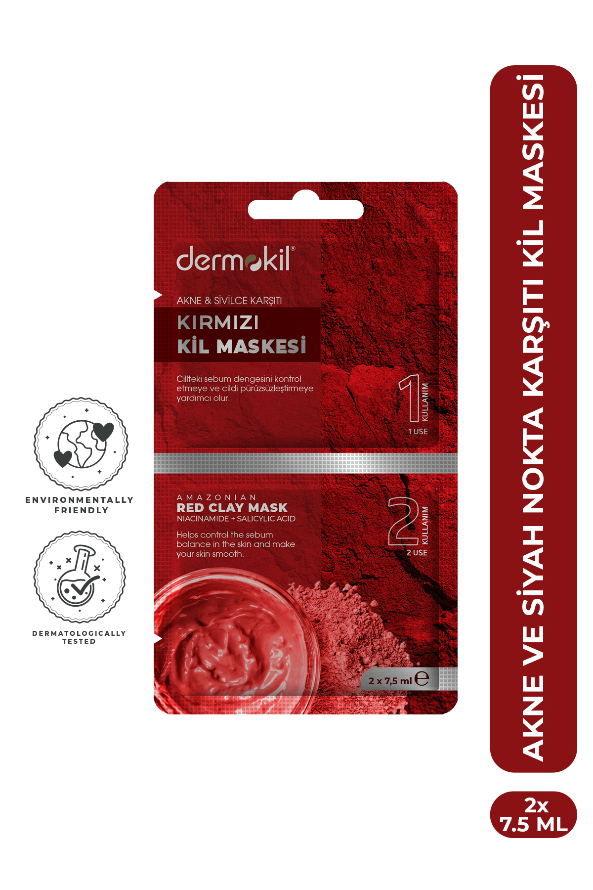 Dermokil Kırmızı Kil Maskesi (Akne & Karşıtı) 2* 7.5 ml