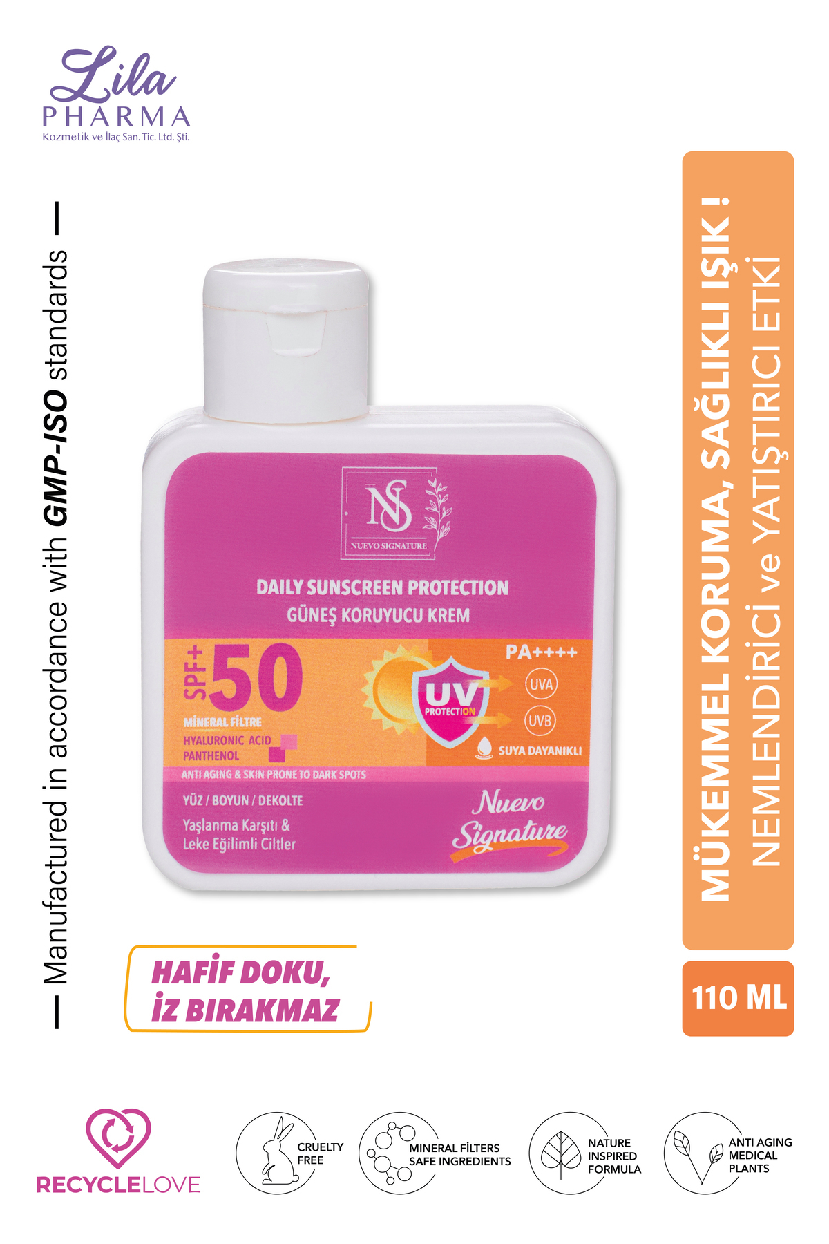 Nuevo Signature Spf 50+ Mineral Filtre Yüksek Koruyucu Güneş Kremi 110 Ml Yüz, Boyun, Dekolte