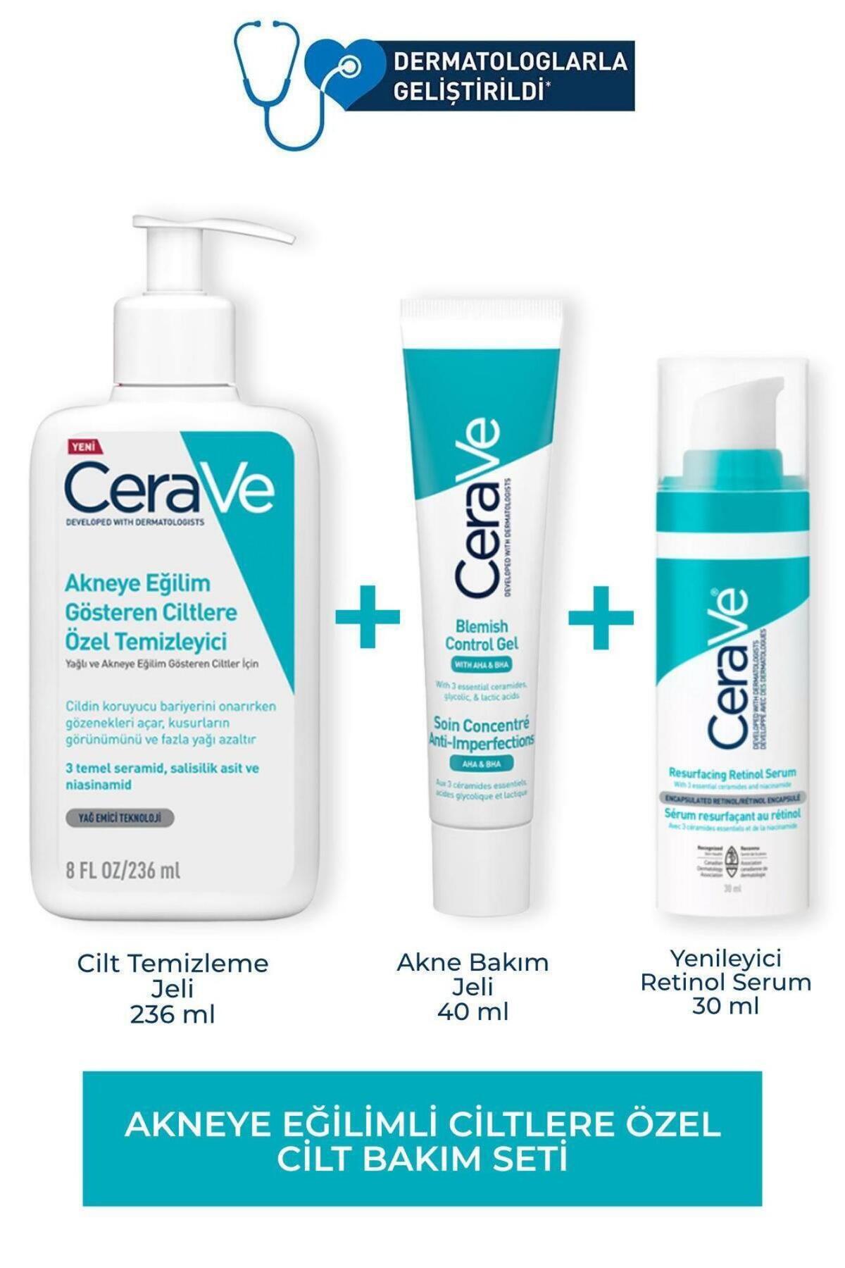 CeraVe Yağlı Ve Düzensiz Ciltler Için Yüz Temizleme Jeli 236 Ml + Yenileyici Retinol Serum 30