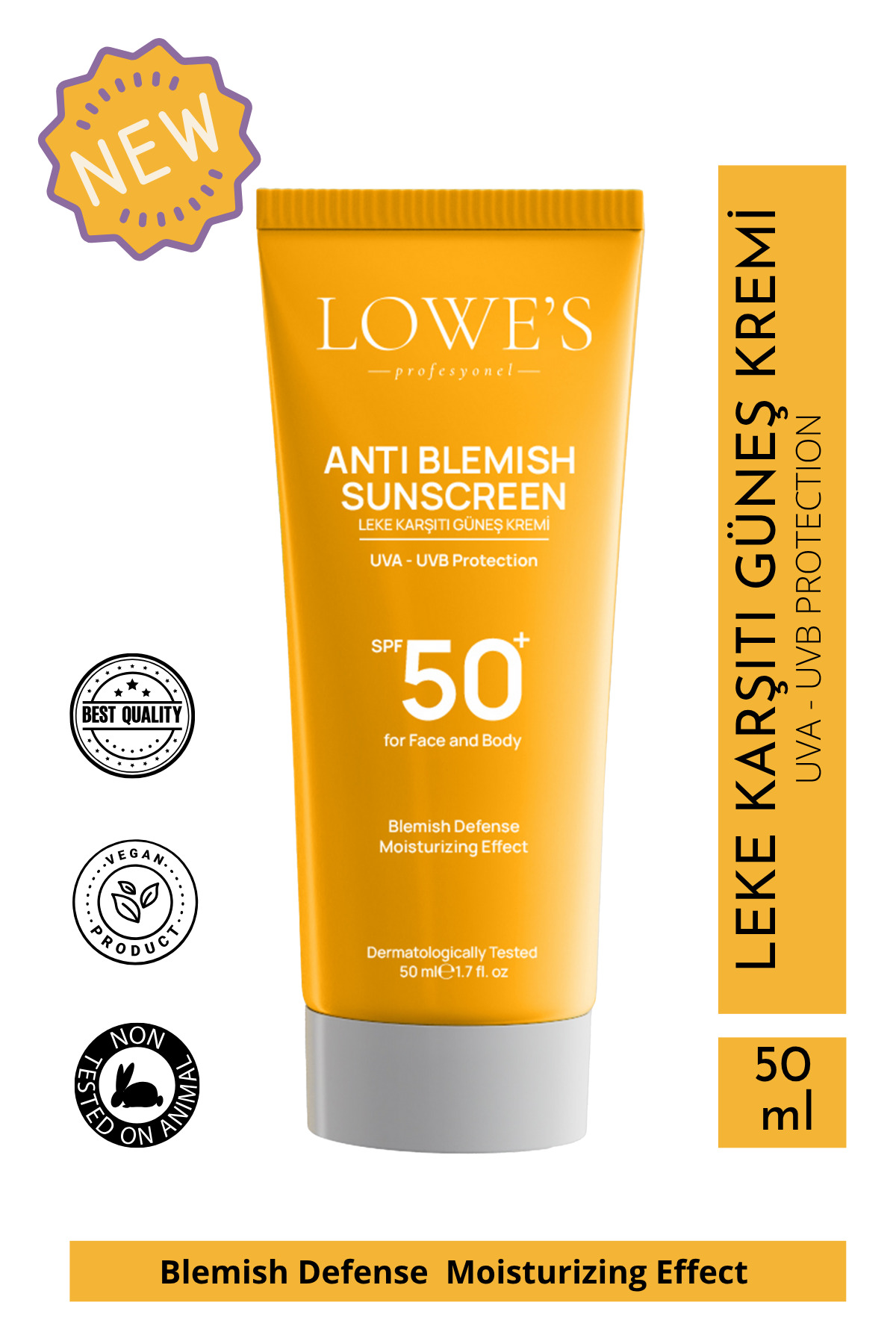 Kozmetik Lowes Güneş Kremi – Leke Karşıtı ve Yatıştırıcı Güneş Koruyucu SPF 50+ 50 ml