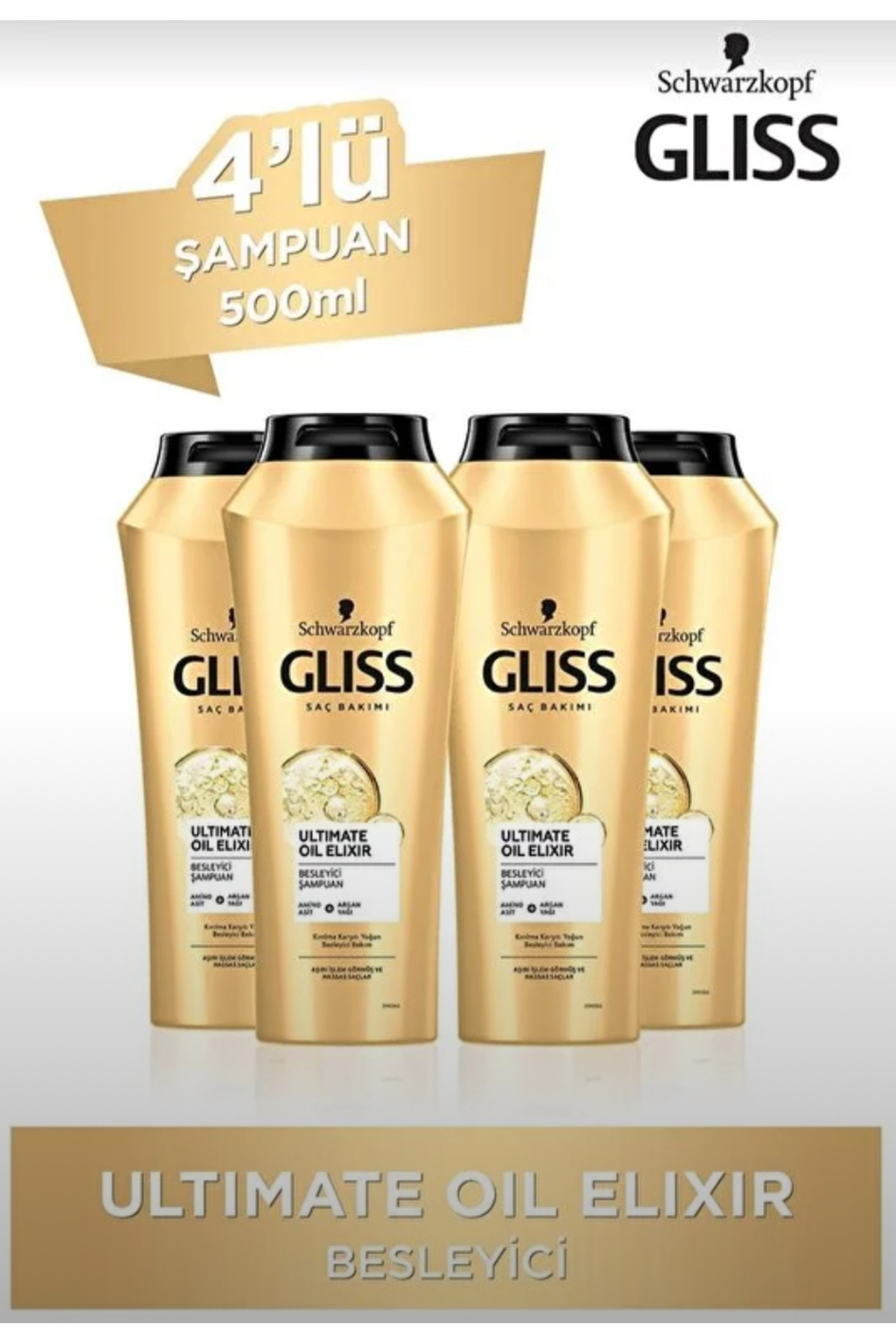 Gliss Ultimate Oil Elixir Besleyici Şampuan 500 ml X 4 Adet