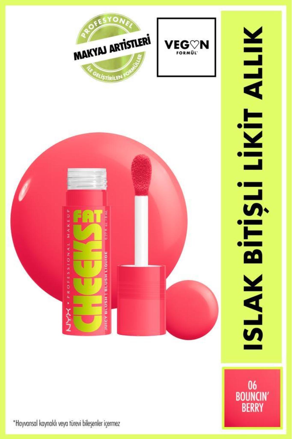 NYX Professional Makeup Fat Cheeks Islak Bitişli Likit Allık - 6 Bouncin' Berry