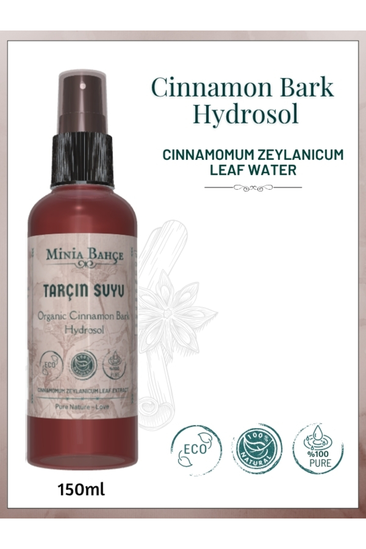 Tarçın Kabuğu Suyu, %100 Saf Ve Doğal, 150ml