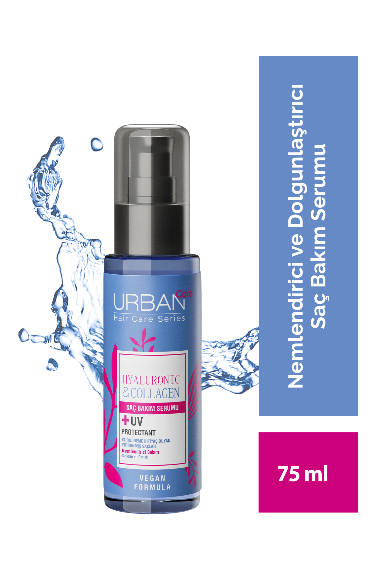 Urban Care Hyaluronik Kolajen Kuru ve Cansız Saçlara Özel Nemlendirici Saç Bakım Serumu-75ml-uv koruma