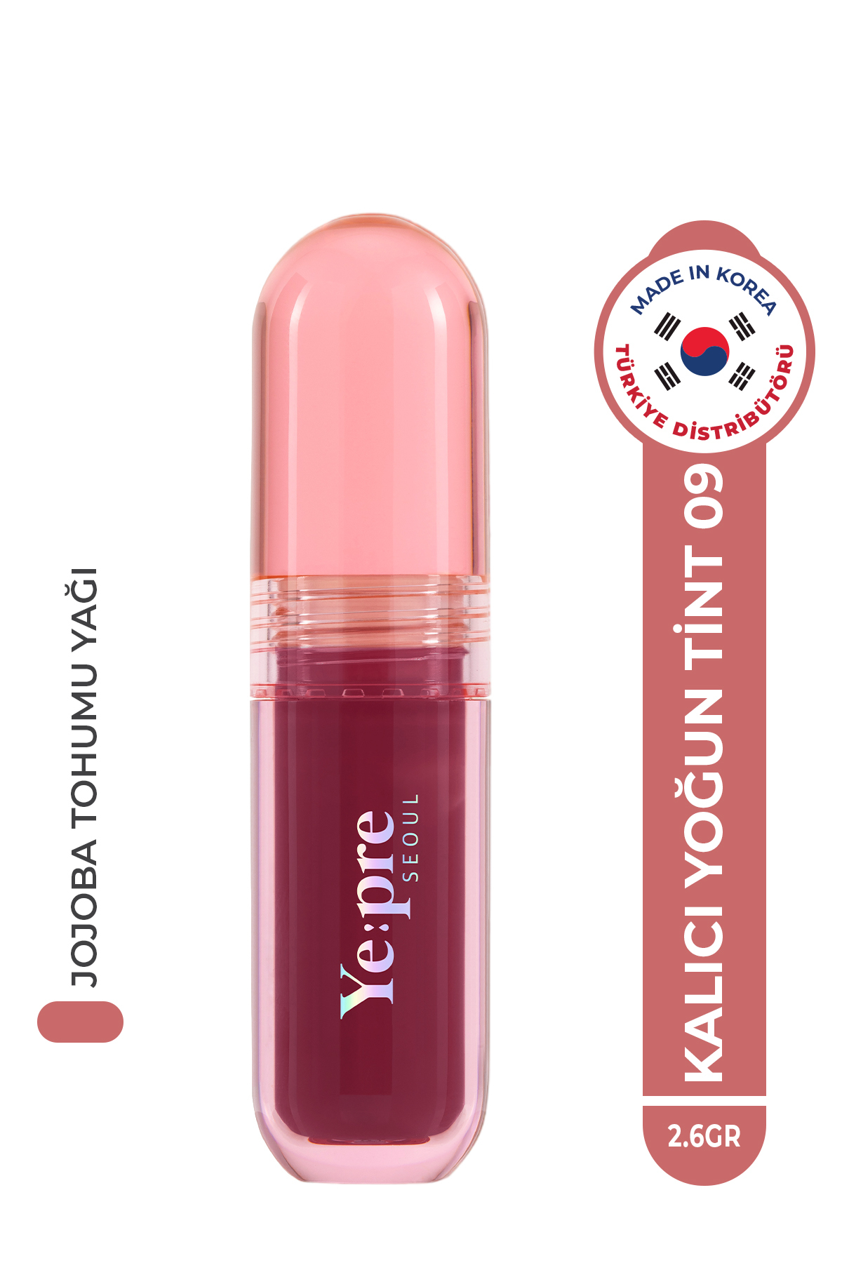 Ye:pre Uzun Süre Kalıcı, Kadife Dokulu, Mat, Kore Lip Tint – Pretty Water Velvet Tint 2.6g (FUCHSİA RED)