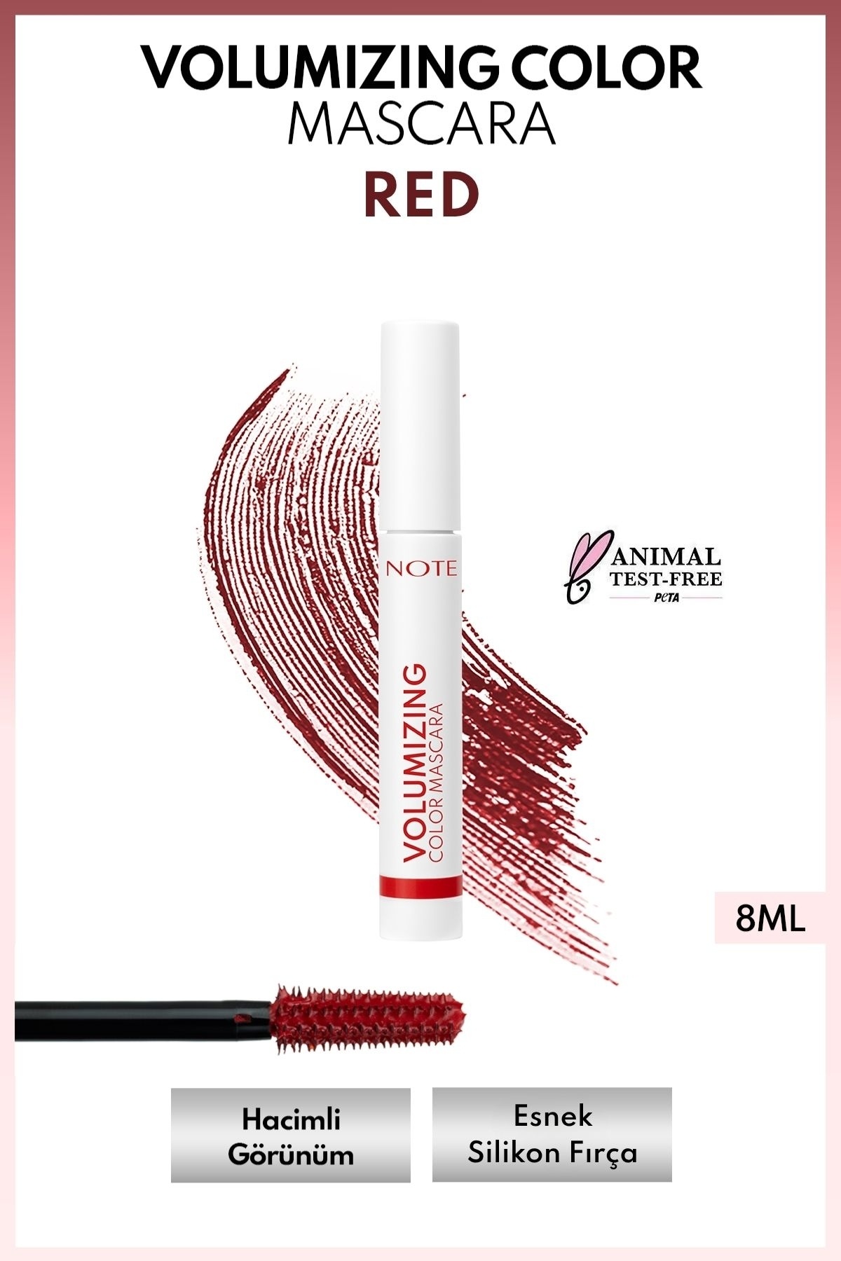 NOTE Volumizing Color Hacim ve Uzatma Etkili Renkli Tubing Maskara - Kırmızı