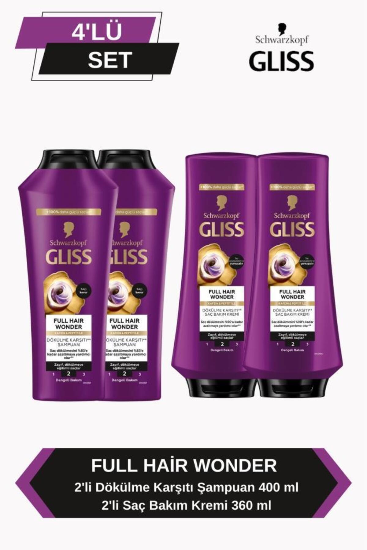 Gliss Full Hair Wonder Dökülme Karşıtı Şampuan 400ml X 2 Saç Kremi 360ml X2