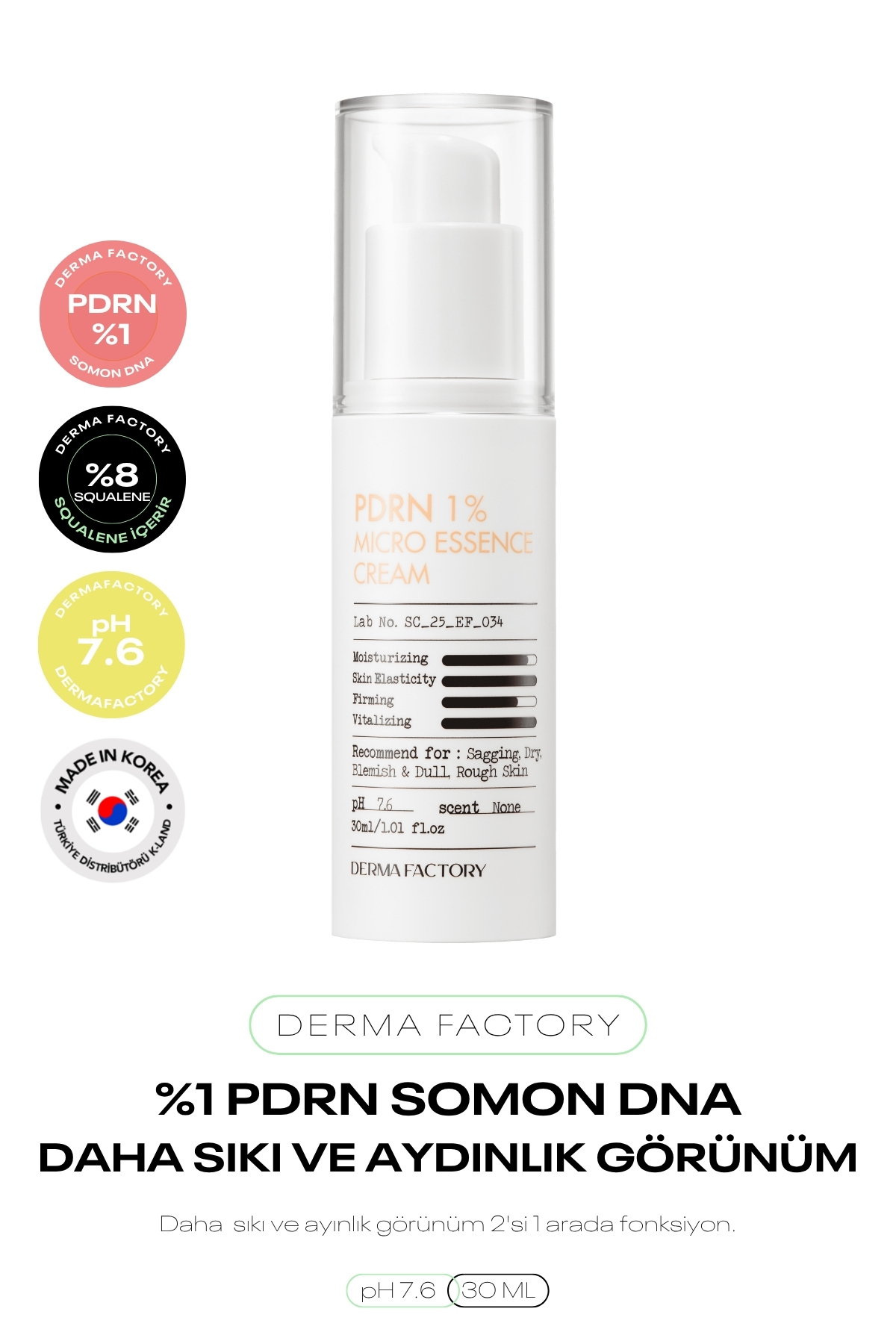 DERMA FACTORY %1 PDRN Somon DNA İçeren Esans Krem Derma Factory PDRN %1 Micro Essence Cream