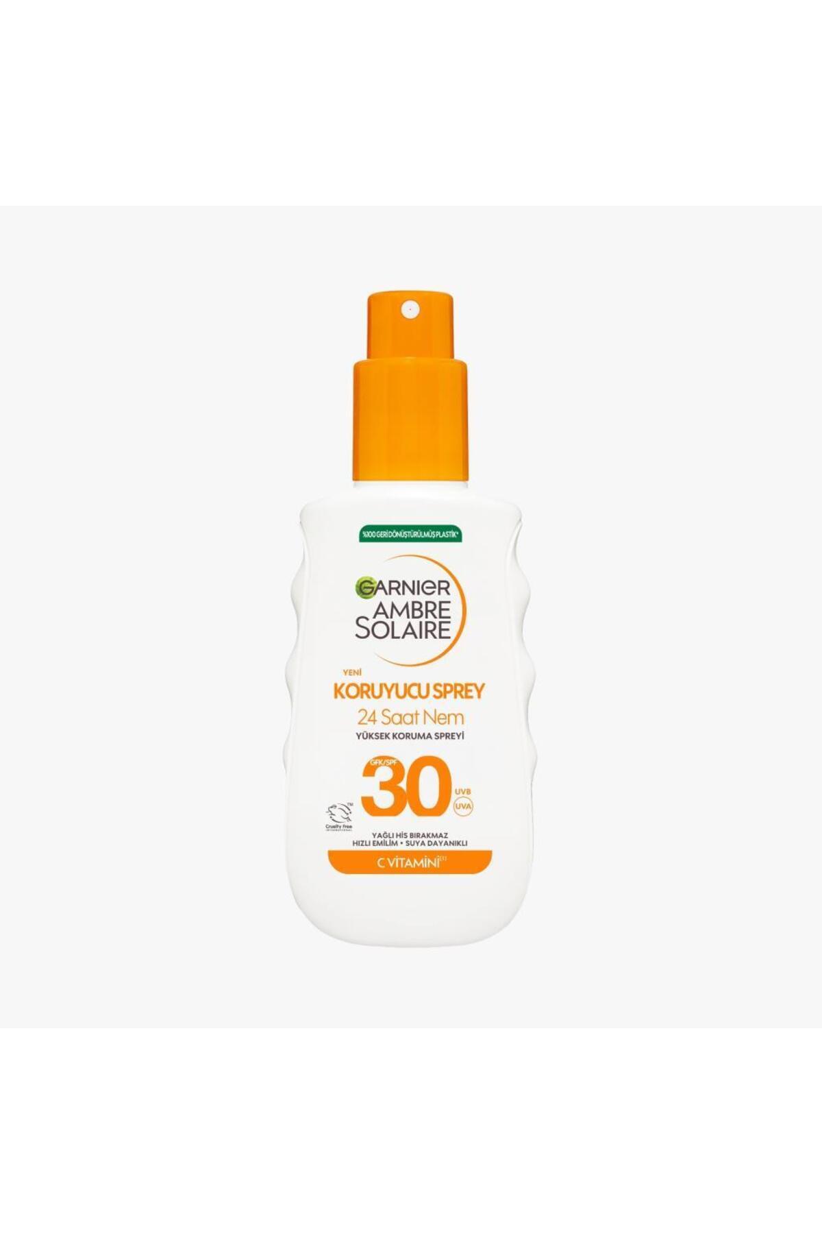 Garnier Ambre Solaire 24 Saat Nem Çok Yüksek Koruma Spreyi SPF30 150ml, Suya Dayanıklı, Yağlı His Bırakmaz