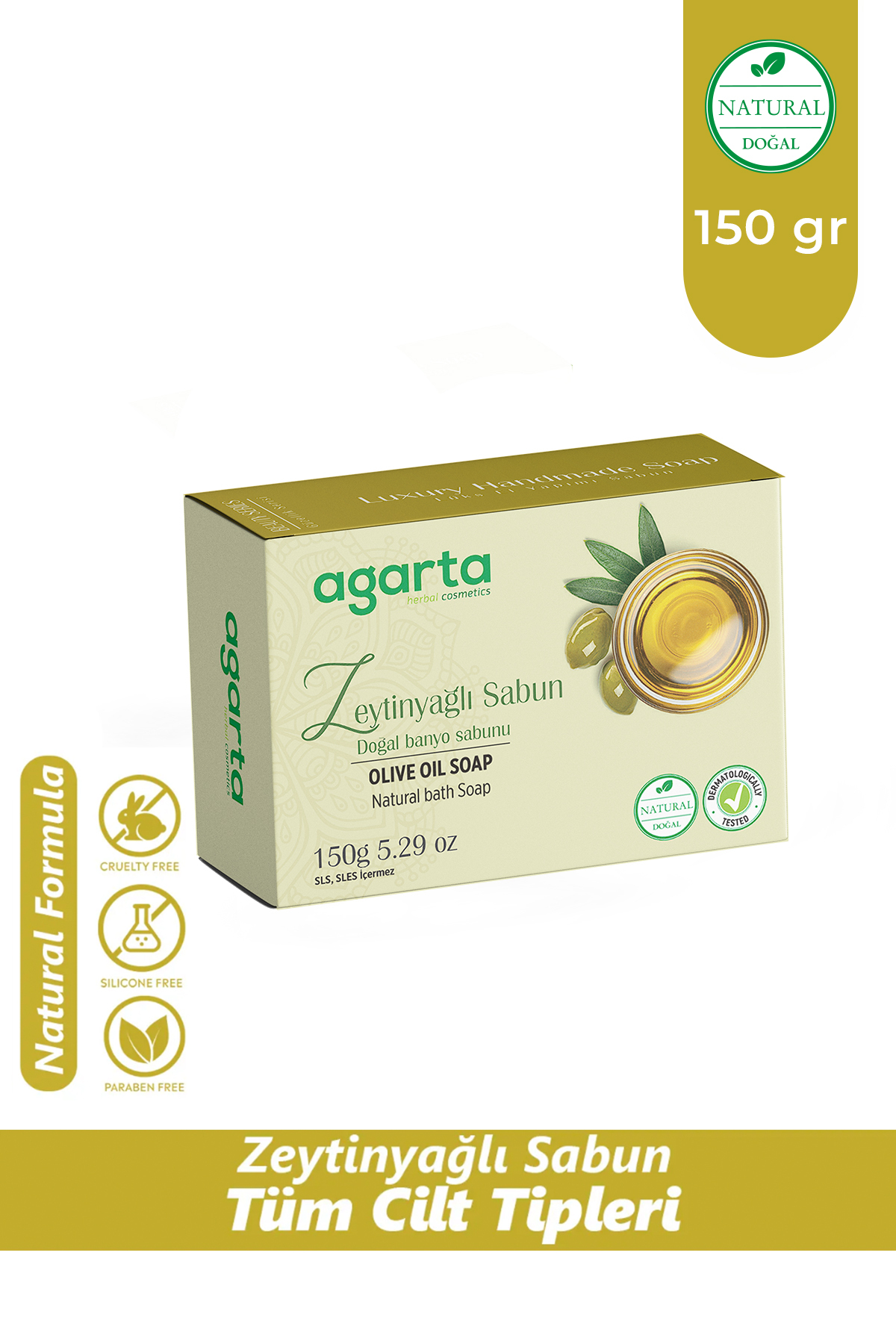 Agarta Doğal El Yapımı Zeytinyağlı Sabun 150 Gr