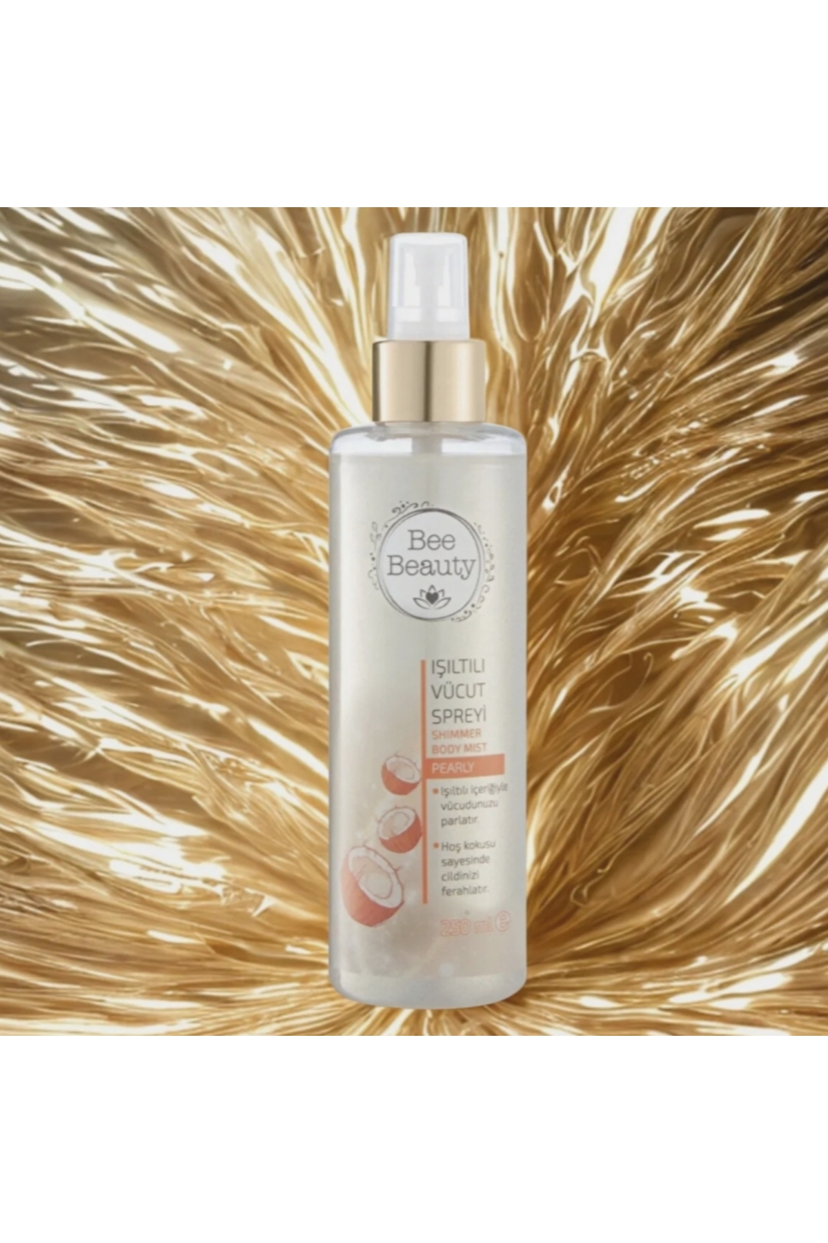 Bee Beauty Işıltılı Vücut Spreyi Hindistan Cevizli 250ml Vücut Parlatıcı Hoş Kokulu