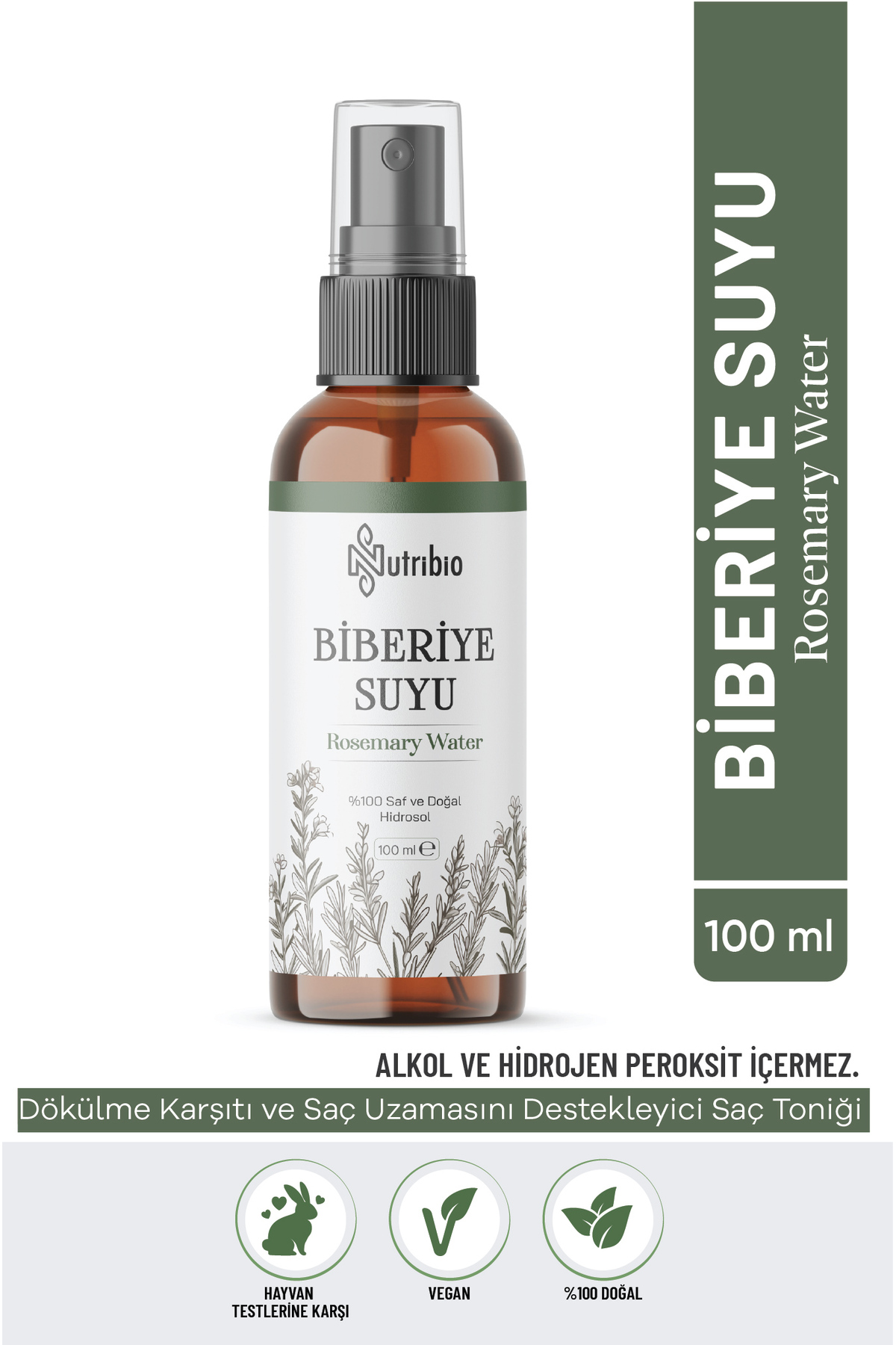 nutribio Biberiye Suyu Dökülme Karşıtı ve Saç Uzamasını Destekleyici Saç Toniği %100 Saf 100 ml