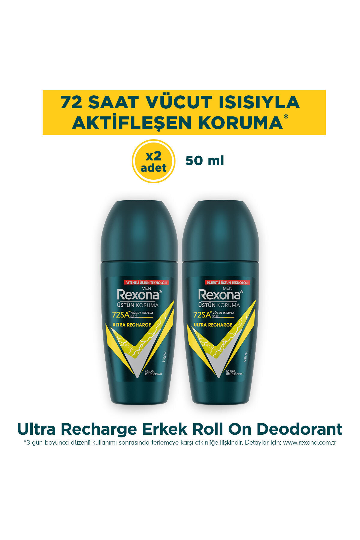 Rexona Men Üstün Koruma Erkek Roll On Deodorant Ultra Recharge 50 ml x2