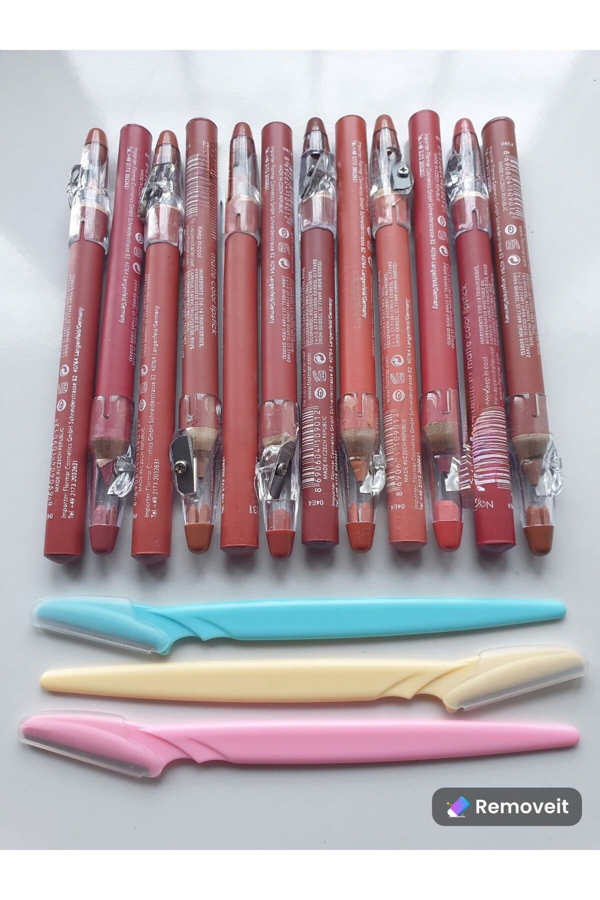 KAİZEN Dudak Kalemi Jumbo Kalın Kalem Ruj Waterproof 12 Li Set & 3 Lu Kaş Ustrasi