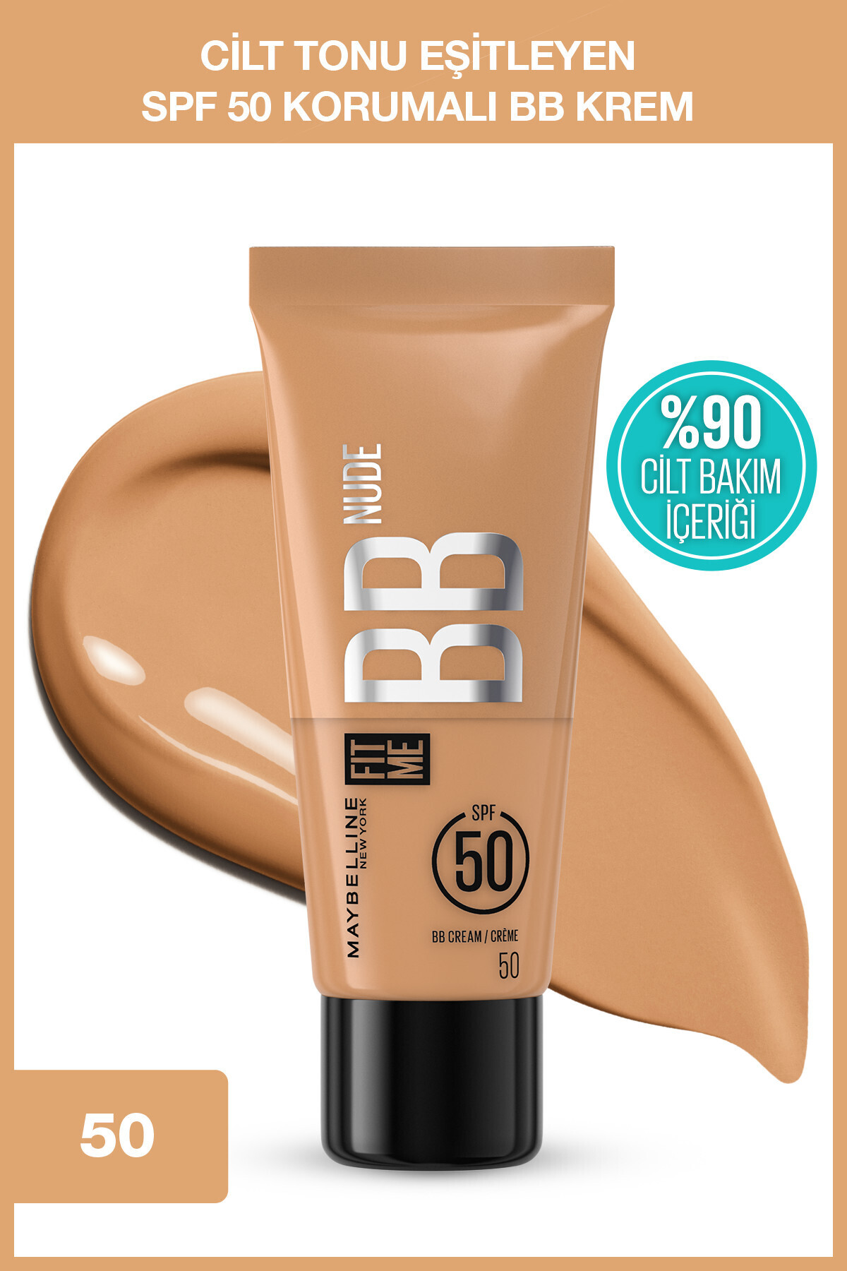 Maybelline New York Fit Me Nude Cilt Bakımı Etkili Nemlendirici SPF50 BB Krem - Nötr Orta Ton