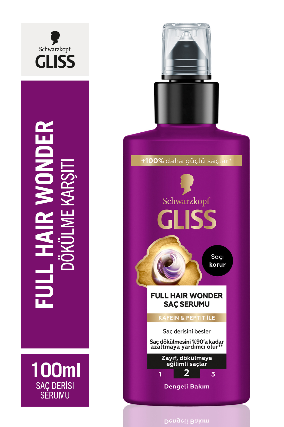 Gliss Full Hair Wonder Kafein & Peptit Dökülme Karşıtı Saç Bakım Serumu 100 ml Dökümeye Eğilimli Saçlar