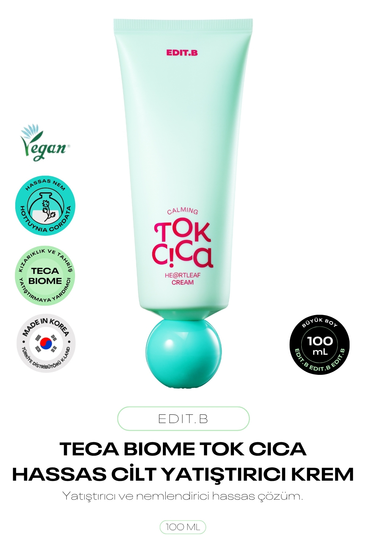 EDITB Hassas Ciltler İçin Teca-biome Günlük Nemlendirici Krem Edit.b Calming Tok Cica Heartleaf Cream