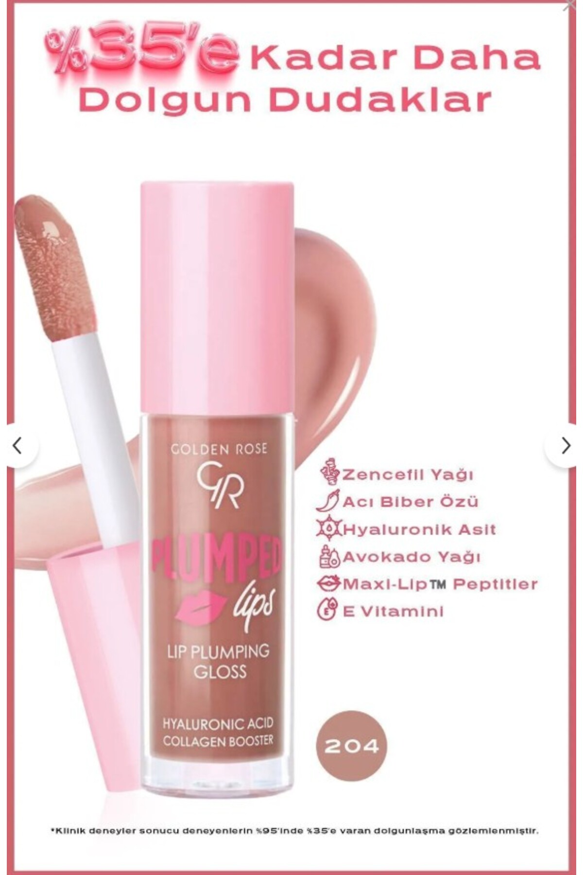 Golden Rose Plumped Lips Lipgloss No: 204 - Dolgunlaştırıcı Etkili ve Nemlendirici Parlatıcı