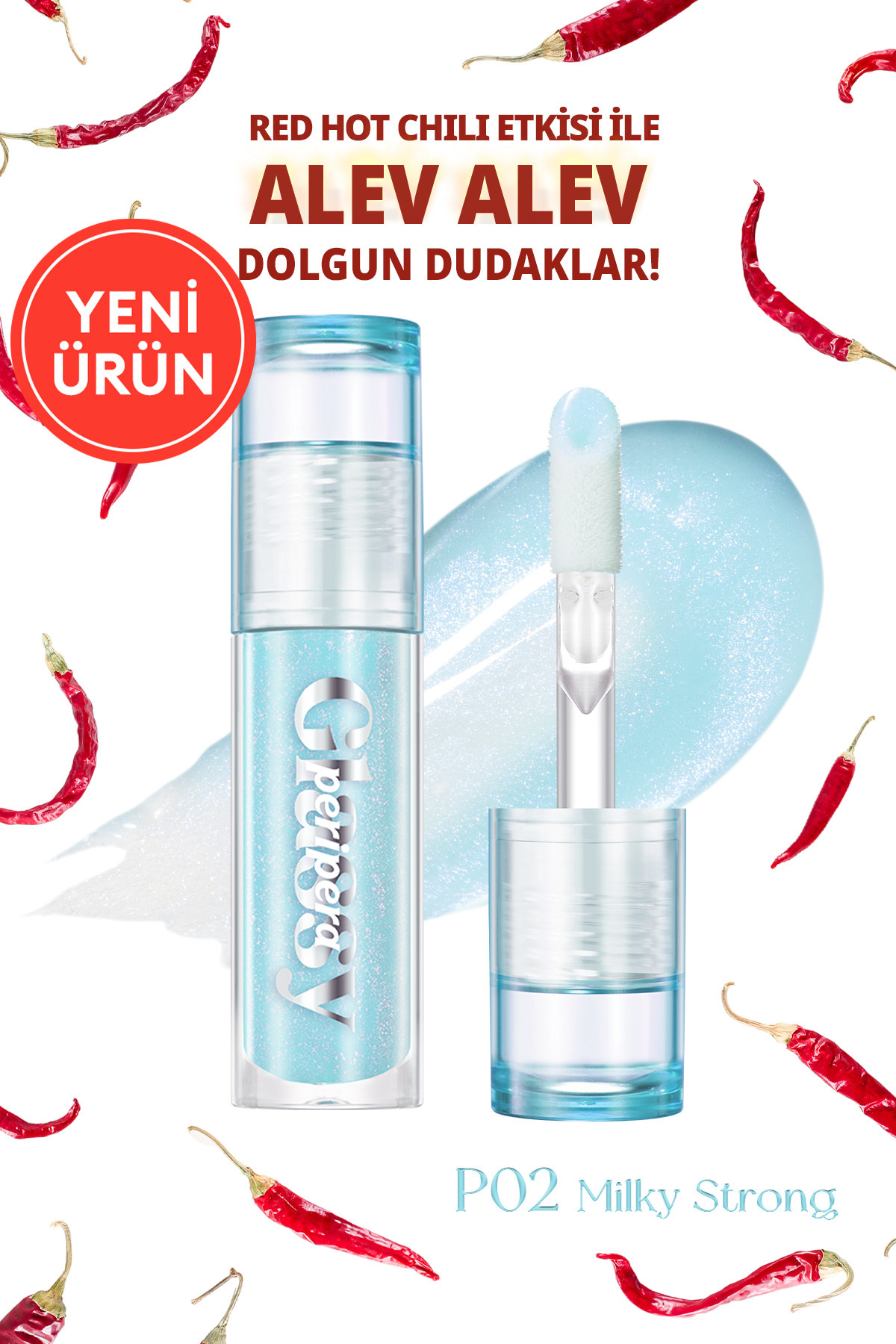 PERIPERA Mavi Simli Dudak Dolgunlaştırıcı Gloss Ink Glasting Lip Gloss (P02 MİLKY STRONG)
