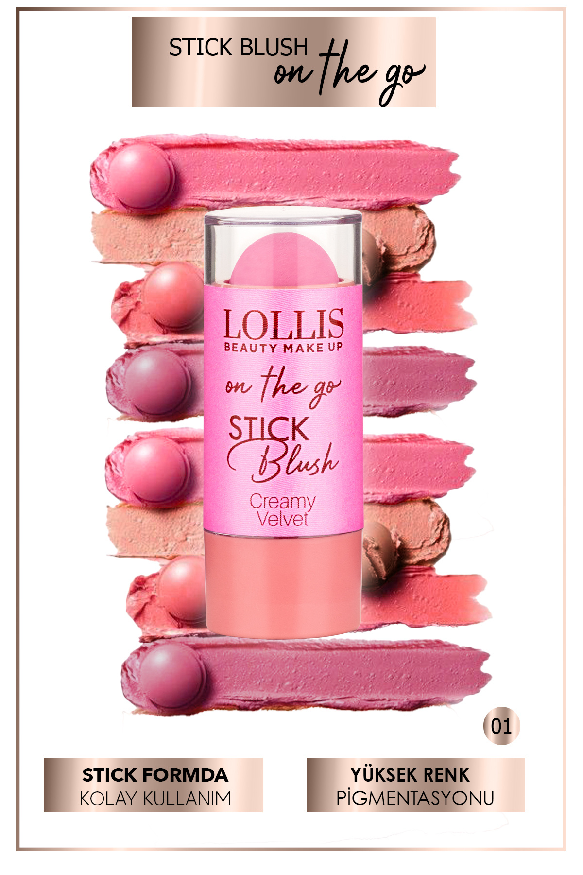 Lollis Stick Blush 01 / Stick Allık 01 / Allık Çubuğu 01
