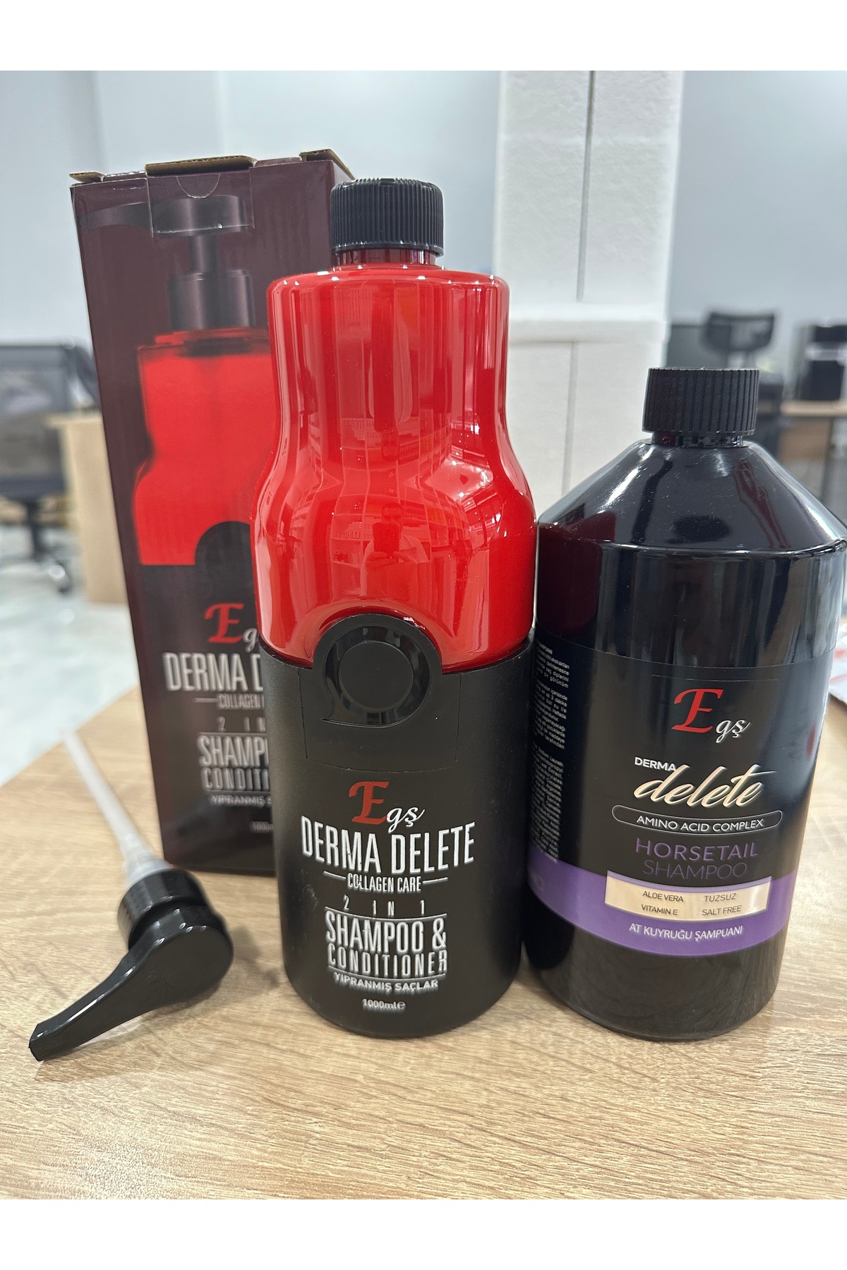 Egş DERMA delete COLAJEN ŞAMPUAN + ATKUYRUK ŞAMPUANI DÖKÜLNE UZATMA BAKIM