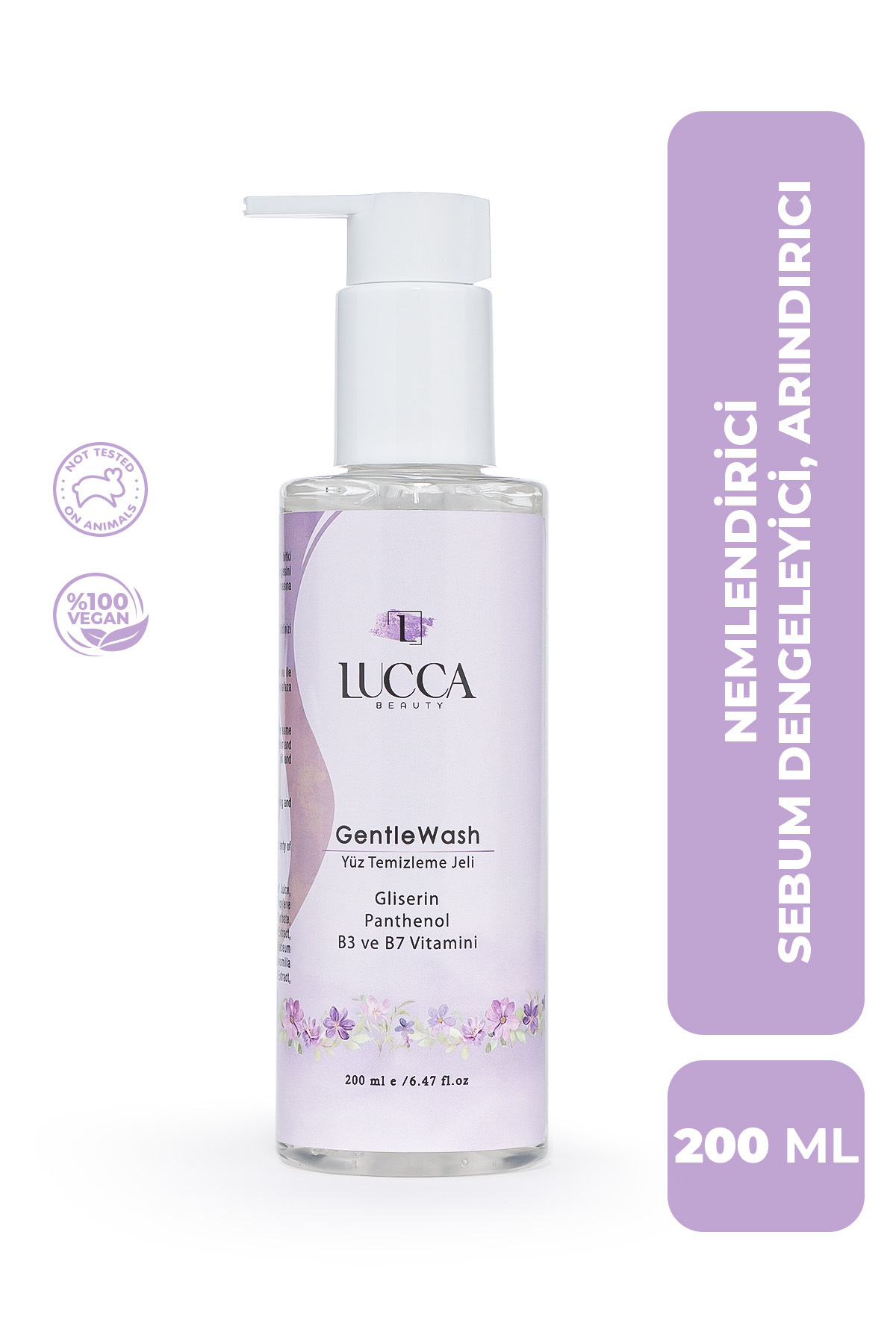 LUCCA BEAUTY GentleWash Yüz Temizleme Jeli 200 ml - B3, B7 Vitamini, Gliserin ve Panthenol İçeren Jel