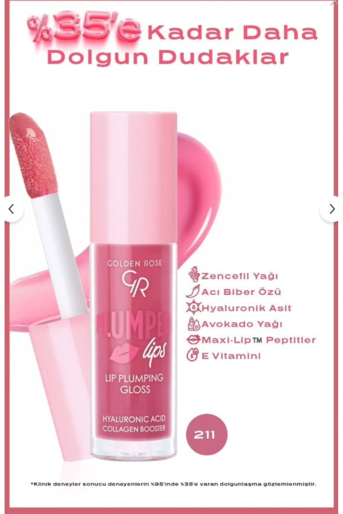 Golden Rose Plumped Lips Lipgloss No: 211 - Dolgunlaştırıcı Etkili ve Nemlendirici Parlatıcı