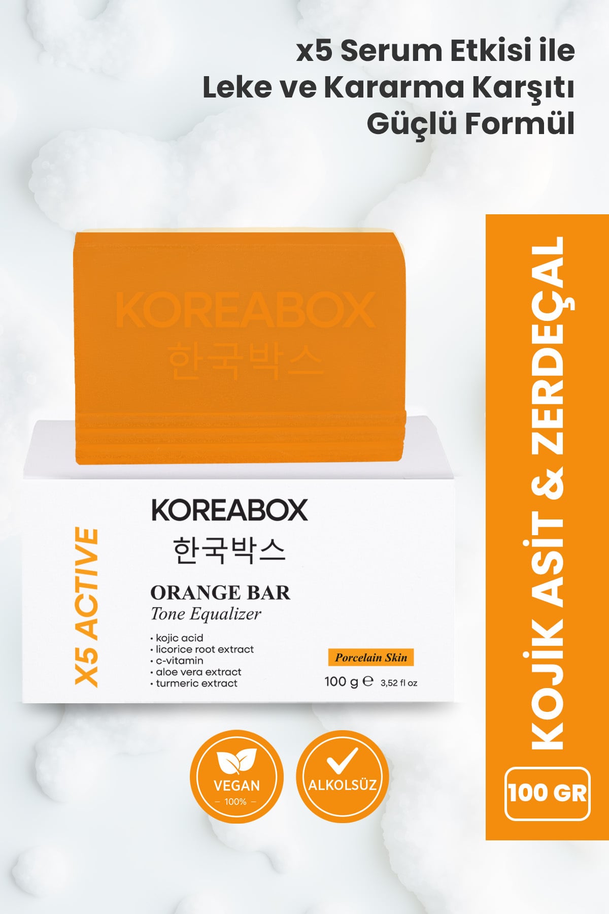 KOREABOX 100 GR Leke Kararma Karşıtı ve Beyazlama Etkili Kojik Asit & Zerdeçal 5 AKTİF