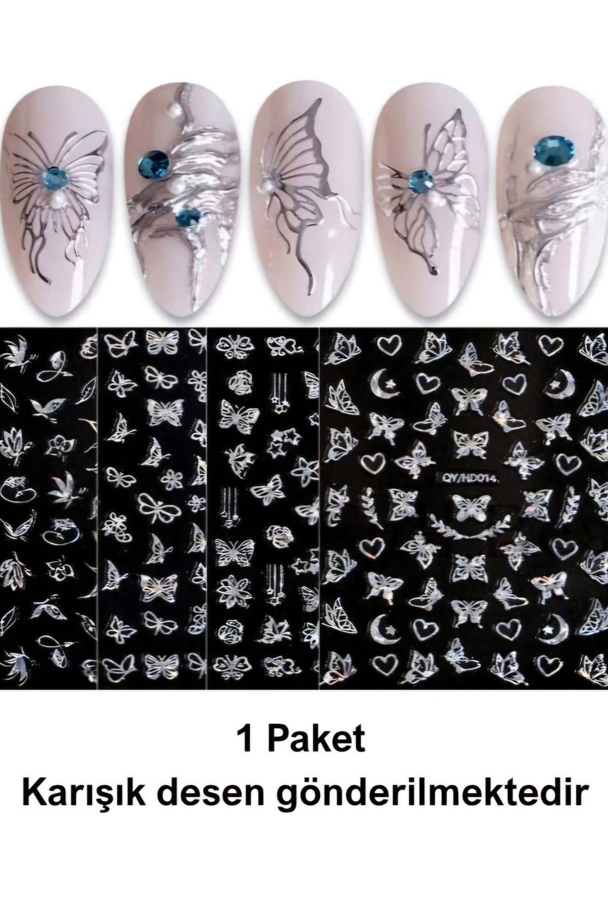 Sibelon Butter Fly 3d Kabartmalı Tırnak Tattoo Kendinden Yapışkanlı Tırnak Sticker Tırnak Charm Süsleme