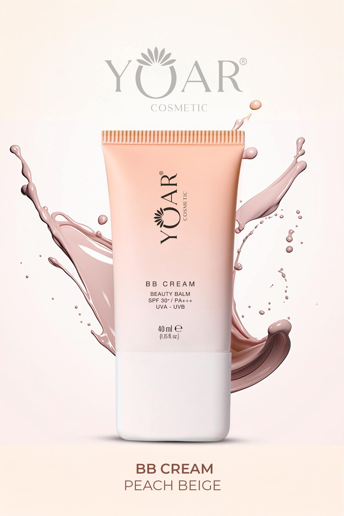 Yoar Cosmetic Bb Cream Beauty Balm 30 Spf /pa Uva Uvb hafif Yapılı Formül 40ml Peach Beıge M-02