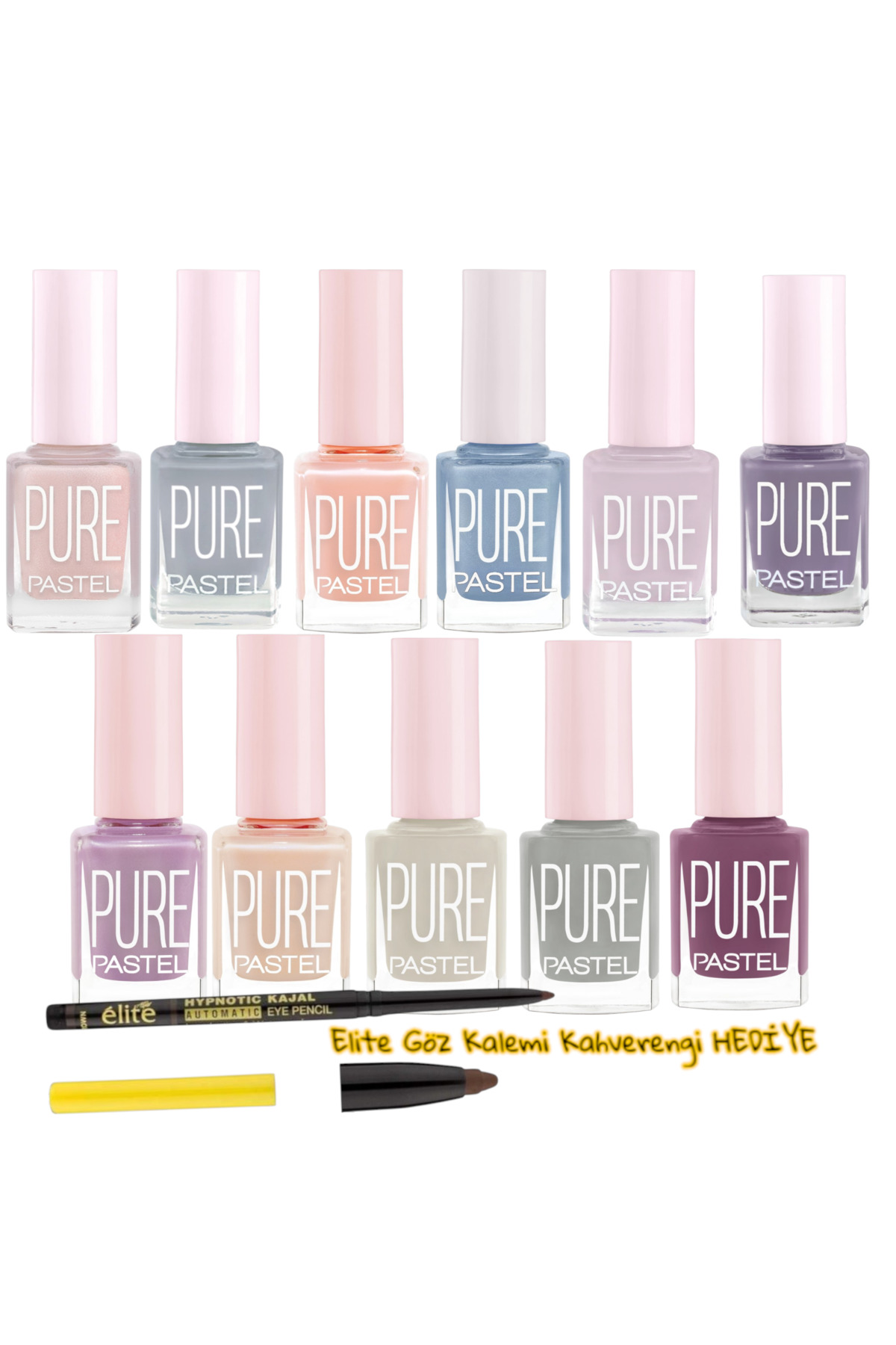 Pastel Oje Süper Pure 11 li Set 602-603-606-609-612-613-615-616-617-620-621 + Kalem Hediye