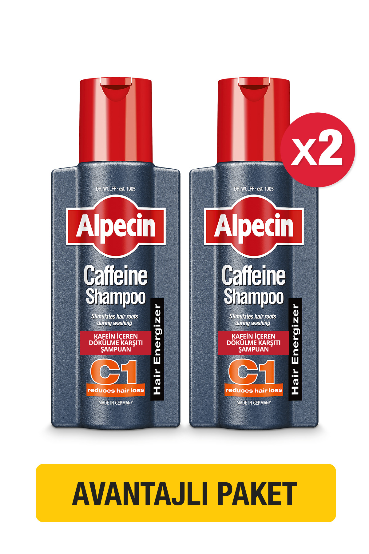 ALPECİN C1 Kafeinli Dökülme Karşıtı 2'li Şampuan Seti 2 x 250 ml