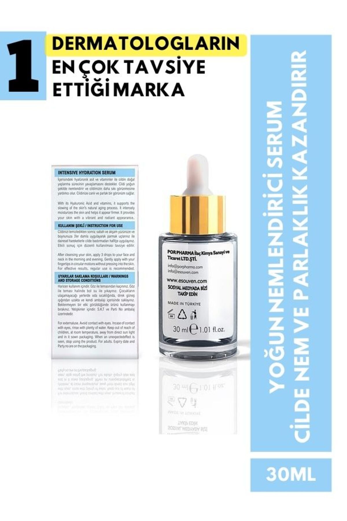Esouven Cosmetics Esouven Paris Yoğun Nemlendirme ve Dolgunlaştırıcı, Yenileyici Cilt Bakım Serumu