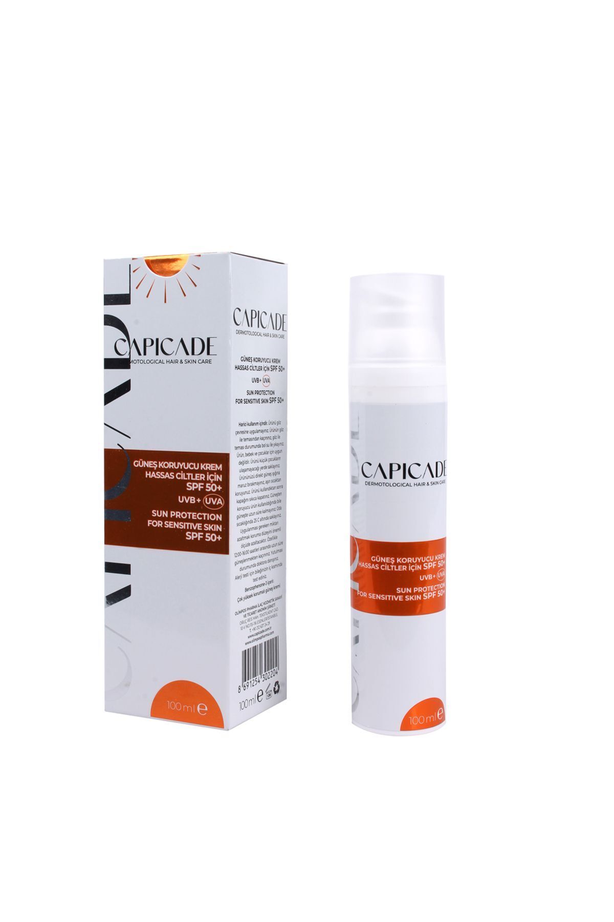 Capicade Spf50+ Güneş Koruyucu Krem 100 Ml - Kızarık Eğilimli Ve Hassas Ciltler