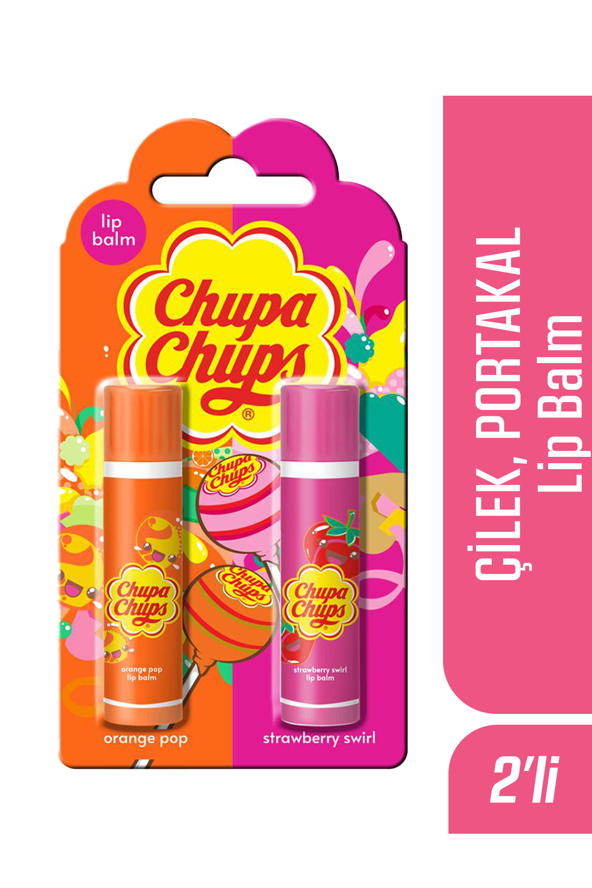 Chupa Chups Lip Balm Dudak Bakım Kremi 4gr Çilek Ve Portakal 2li