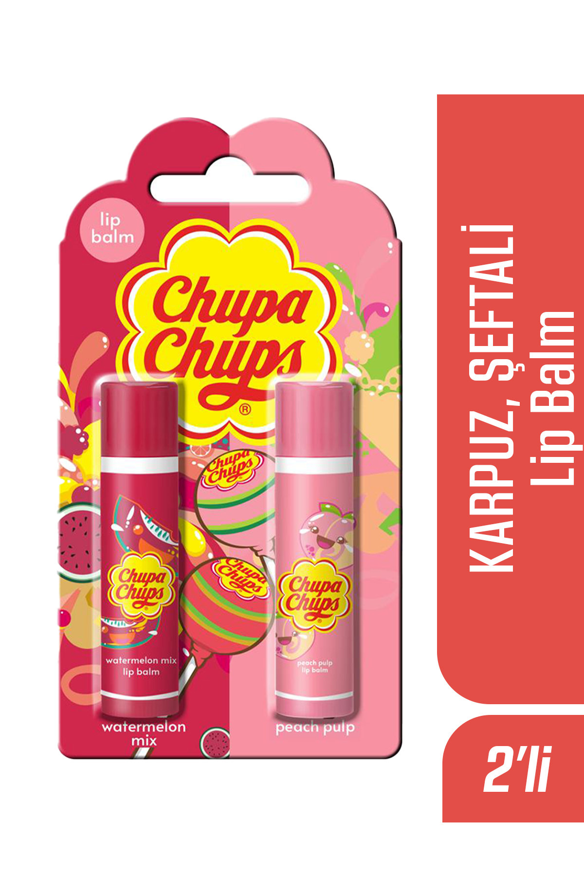 Chupa Chups Lip Balm Dudak Bakım Kremi 4gr Karpuz Ve Şeftali 2li