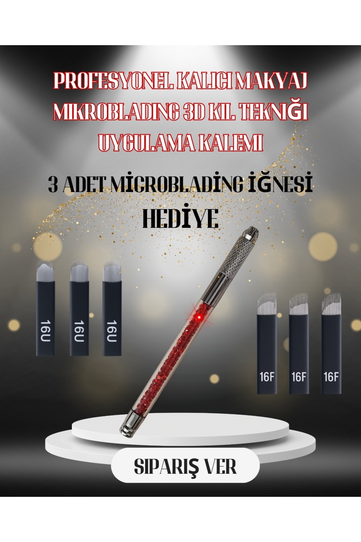 HD Profesyonel Kalıcı Makyaj Mikroblading 3d Kıl Tekniği Uygulama Kalemi-Kırmızı