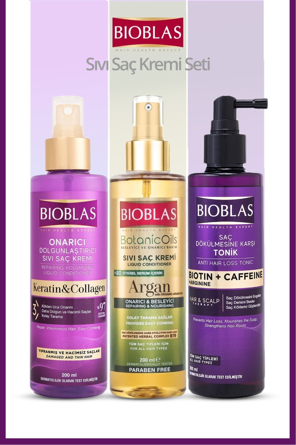 Bioblas Keratin&Collagen+Argan Onarıcı Besleyici Saç Kremi ve Biotin&Caffeine Saç Toniği