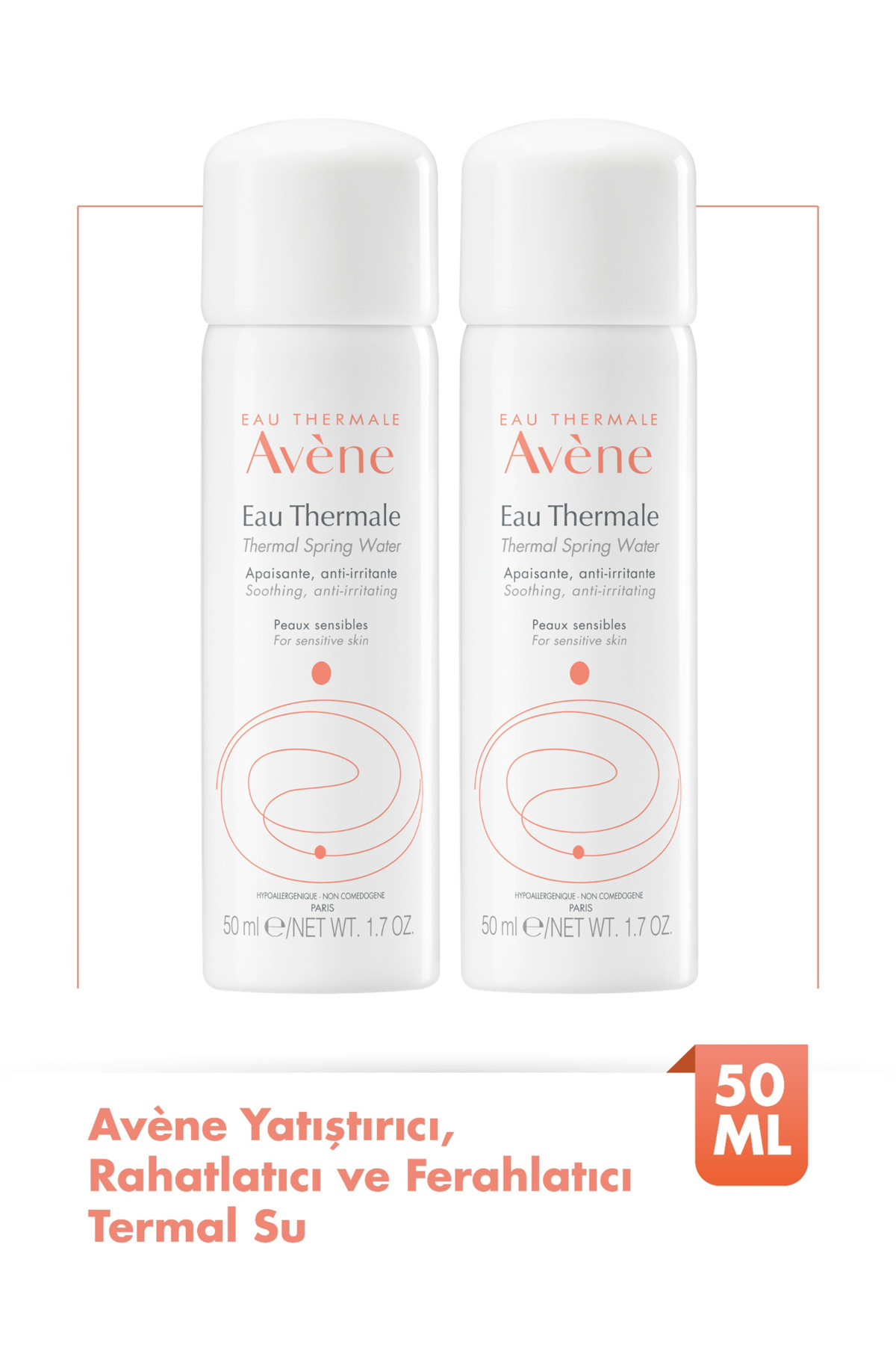 Avene Tüm Cilt Tipleri İçin Yatıştırıcı, Rahatlatıcı ve Ferahlatıcı Küçük Boy Avène Termal Su 50 ml x2