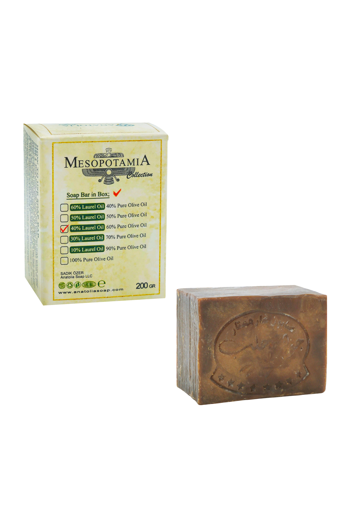 Anatolia Soap %40 Defne Yağlı Halep Sabunu Defne Yağlı Zeytinyağlı Saç ve Vücut El Yapımı Organik