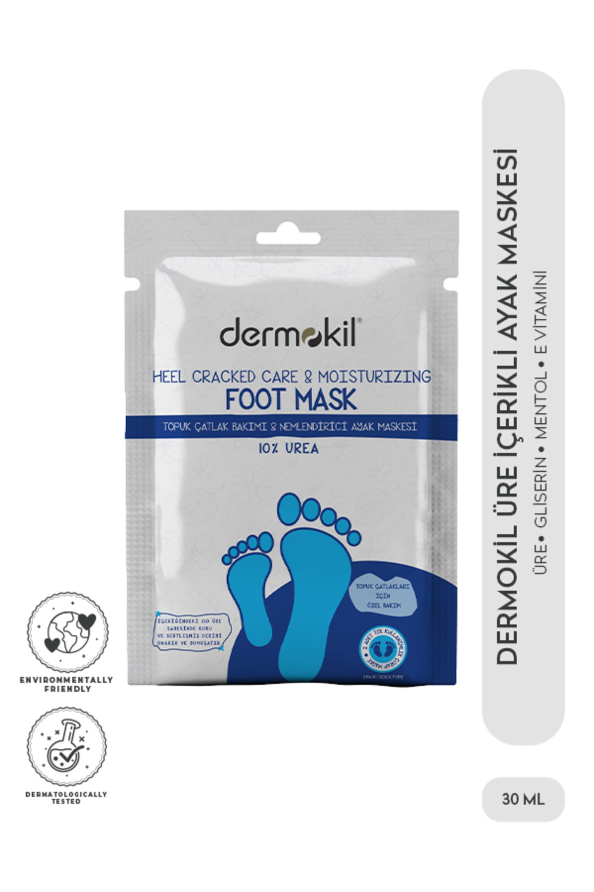 Dermokil Topuk Çatlak Bakımı & Nemlendirici %10 Üreli Ayak Maskesi 30 ml