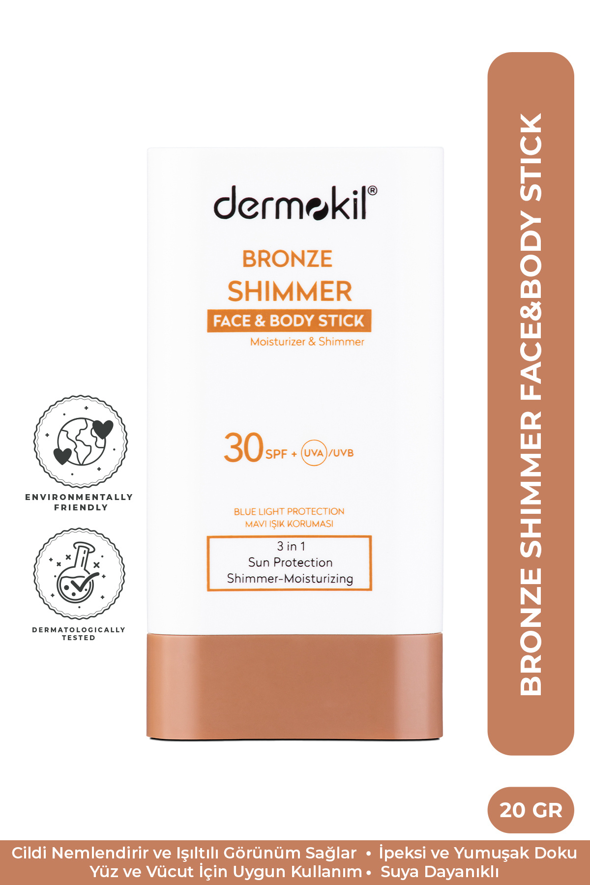 Dermokil Bronze Shimmer Face&Body Stick SPF 30 Bronzlaştırıcı Etkili Stick Güneş Koruyucu 20 g
