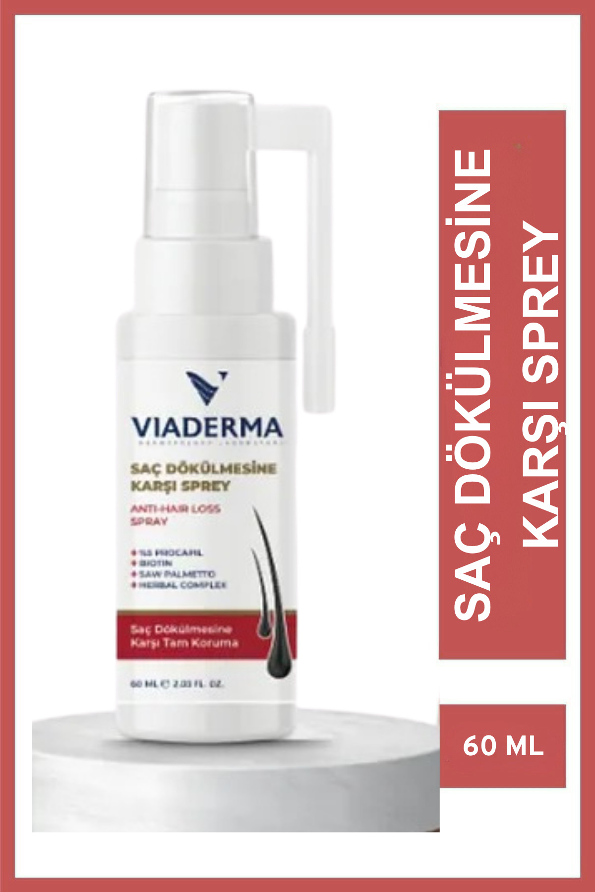 Viaderma Saç Dökülmesine Karşı Sprey 60 ml - Tüm Saç Tipleri İçin, Suya Dayanıklı, Unisex