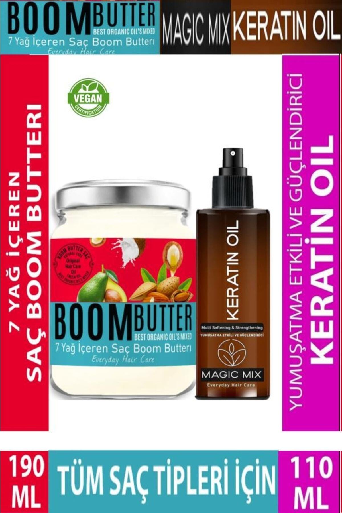 BOOM BUTTER Saç Bakım Yağı 190 Ml+magıc Mıx Aşırı Yıpranmış Saçlar Için Keratin Yağı 110 Ml