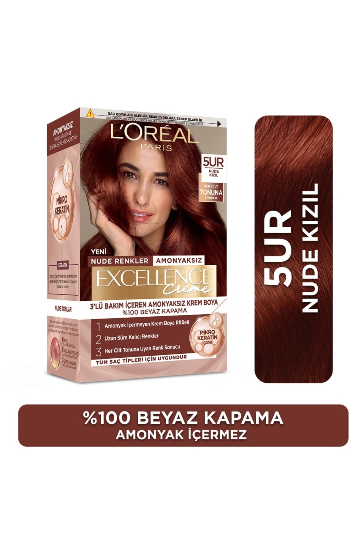 L'Oreal Paris Excellence Creme Amonyaksız 5UR Nude Kızıl Saç Boyası