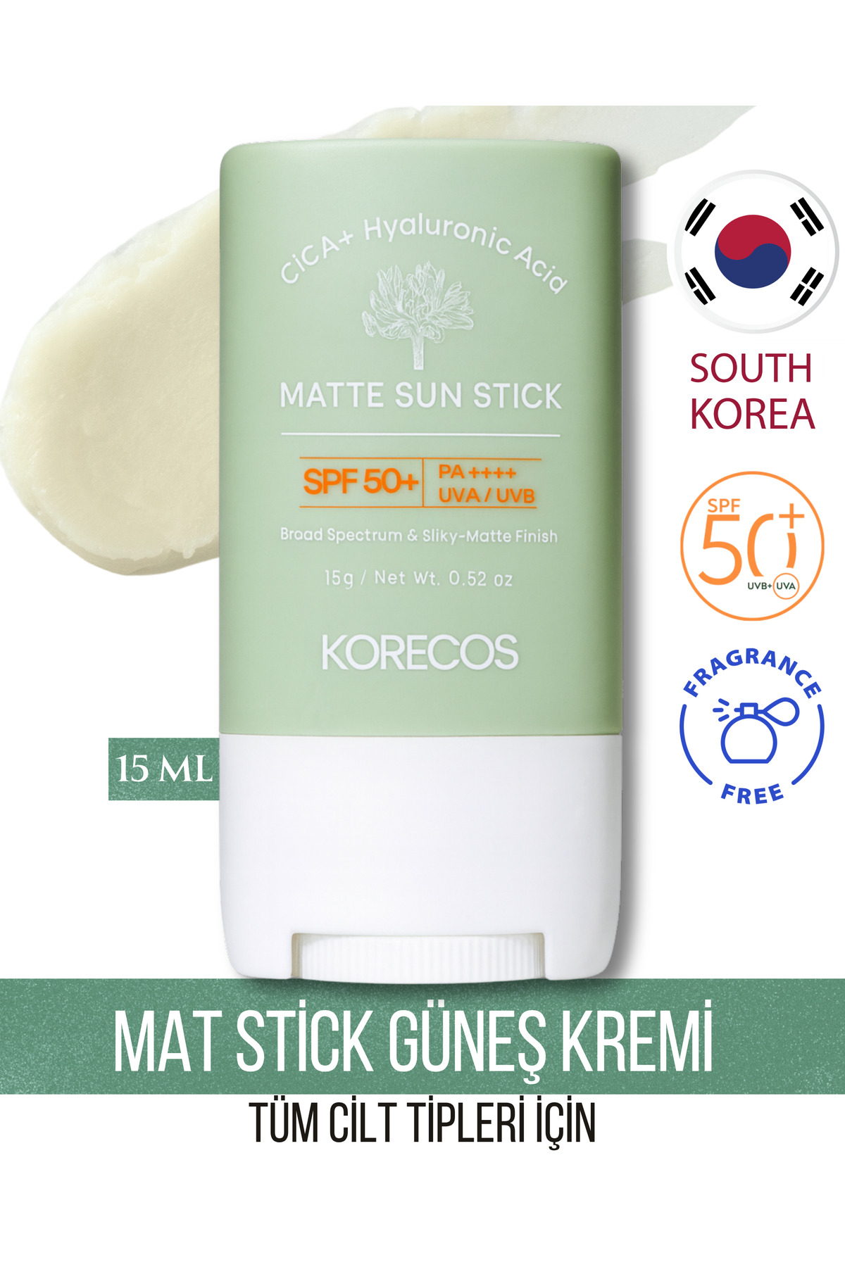Matte Sun Stick Spf50 Pa Uva/uvb Cıca Hyaluronik Asit Mat Bitişli Yüksek Korumalı Stick Güneş Kremi