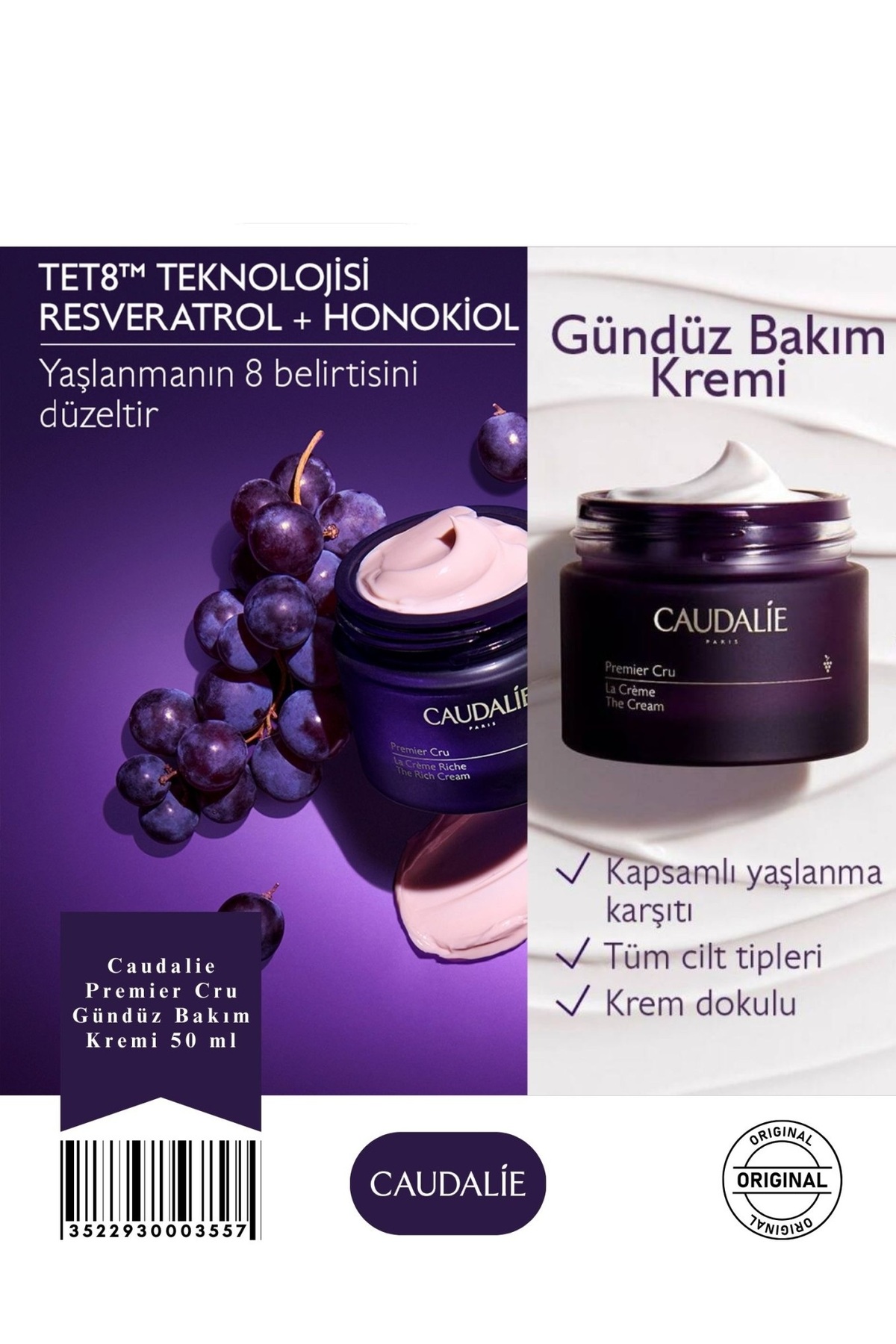 Caudalie Derin Kırışıklık,İnce Çizgi ve Koyu Lekeleri Düzeltmeye Yardımcı Yaşlanma Karşıtı Bakım Kremi 50ml