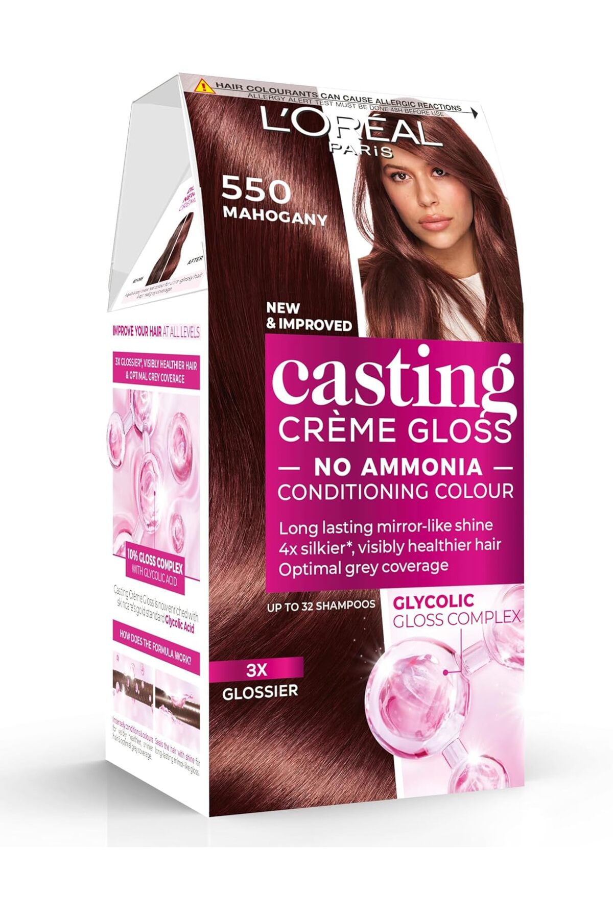 L'Oreal Paris Casting Creme Gloss Saç Boyası Kızıl Kahverengi, 550 Böğürtlen Kızılı